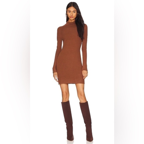 NEW w/Tags Line & Dot Reiss Ribbed Knit mini dress long sleeves, mock neck Large - Picture 1 of 10